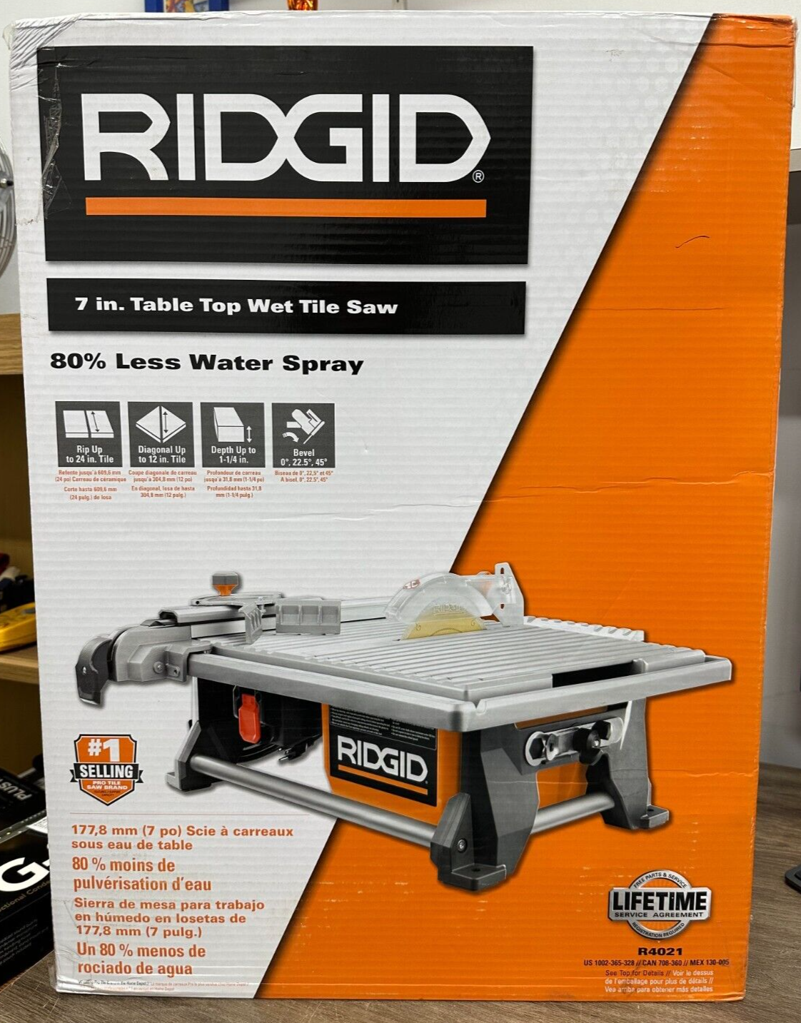 RIDGID R4021 7 inch 6.5Ah Table Top Wet Tile Saw