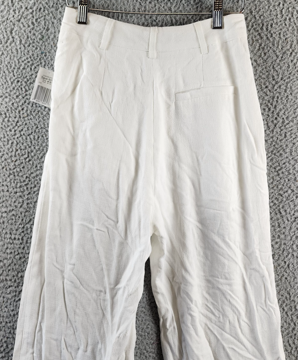 FORE Linen Blend High Rise Slim Fit Pants Womens XS White Belt Loops Zip Closure - Picture 13 of 13