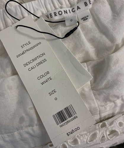 Pre-owned Veronica Beard $748  Womens White Cali Off The Shoulder Cotton Dress Size 0