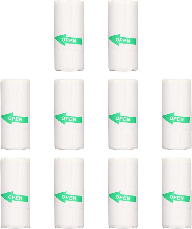 Thermal Printer Paper, 10 Roll Sticker Paper 57X25Mm, Portable White Label Roll