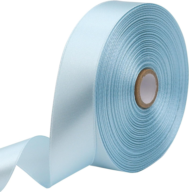 Sky Blue Solid Satin Ribbon 1 Inch 50 Yards Solid Polyester Fabric Ribbon for Gi