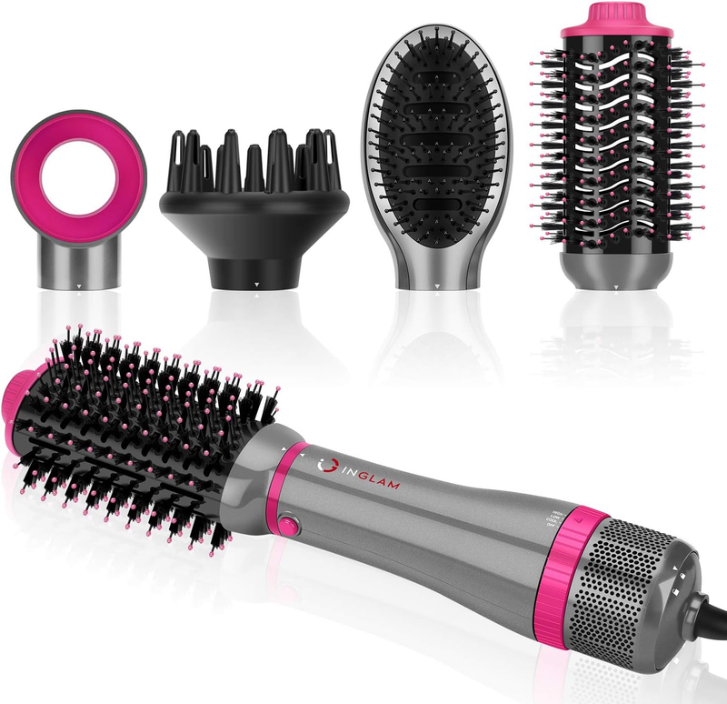 IG INGLAM 4 in 1 Blowout Brush, Negative Ion Detachable Hair Dryer & Styler Volu