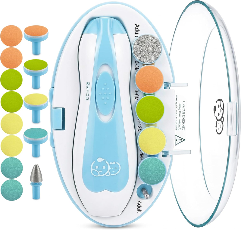 Upgraded 21 in 1 Baby Nail Trimmer with Labeled Case, 13 Extra Replacement Pads,