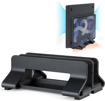 Laptop Holder Vertical, Aluminum Tool-Free Adjustable Vertical Black 