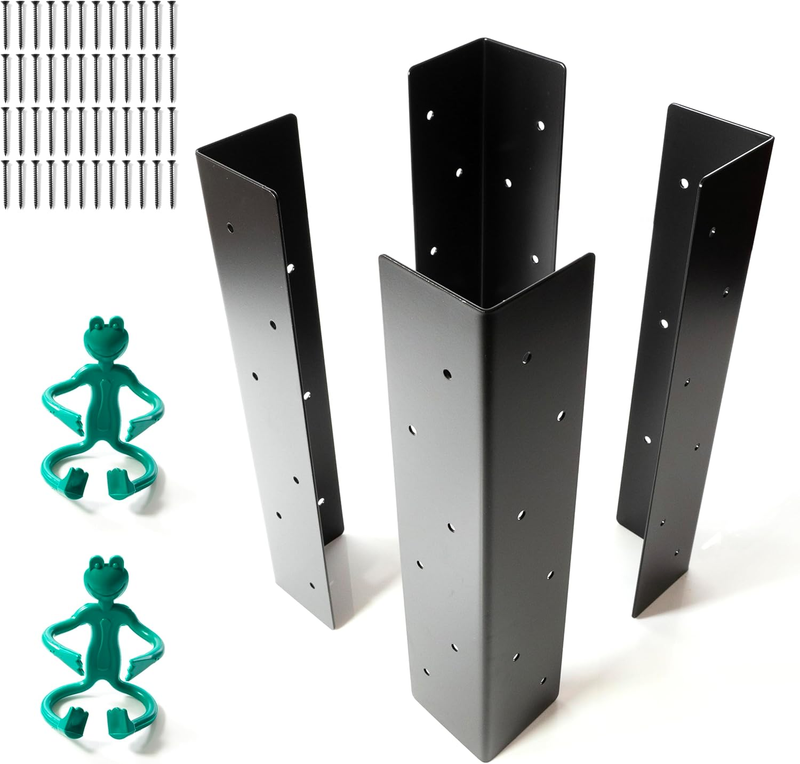 Raised Garden Bed Corner Brackets Set of 4 for 20-24 in Bed Black Steel