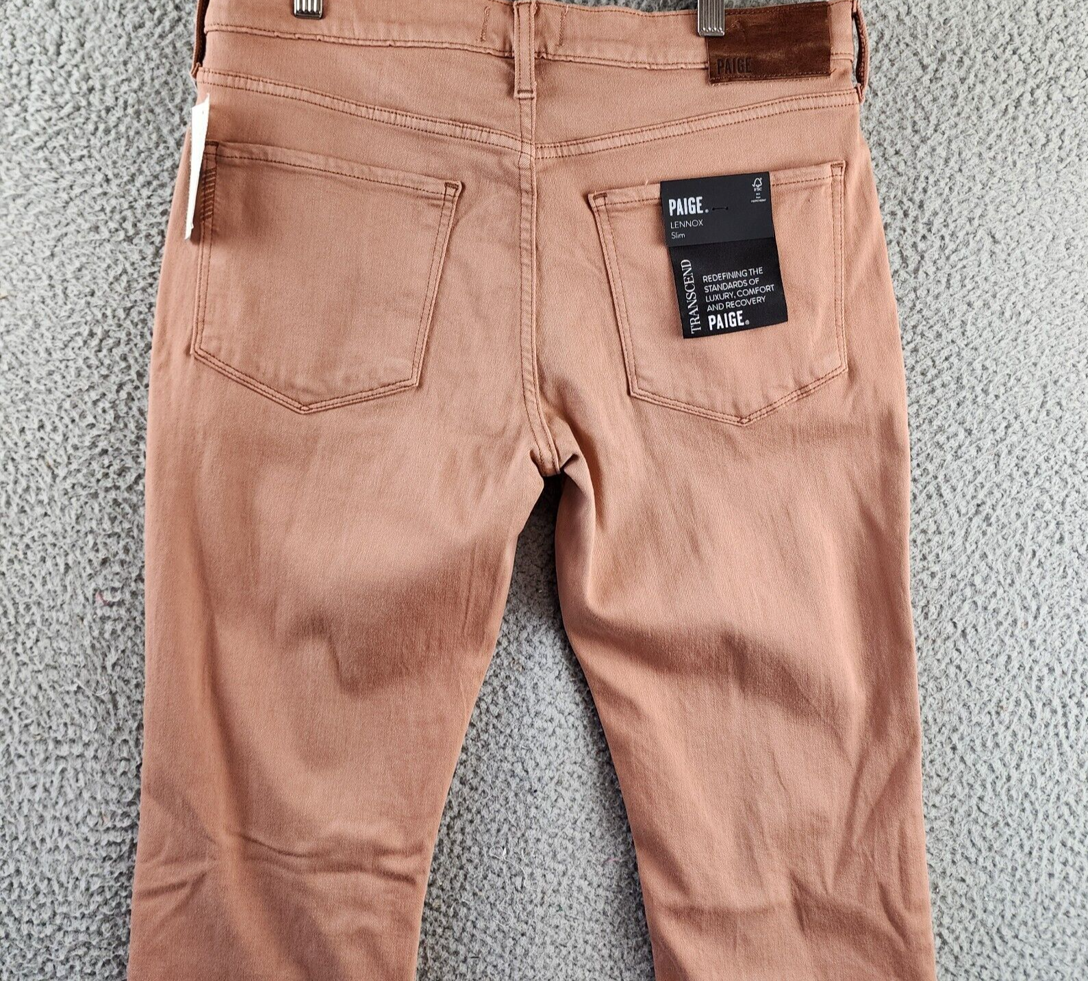 Paige Lennox Slim Fit Jeans Men's 31 Redwood Dust Side Pocket Button Zip Closure - Picture 14 of 15
