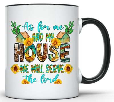 CHRISTIAN QUOTE MUG AS FOR ME AND MY HOUSE MUG INSPIRATIONAL BIBLE VERSE CUP