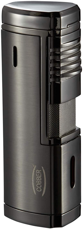 Cobber Torch Cigar Lighter, Quad 4 Jet Red Flame Refillable Butane Cigar Lighter