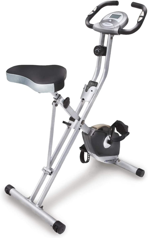 Folding Exercise Bike, 8 Levels of Resistance Stationary Bike, Bluetooth Trackin