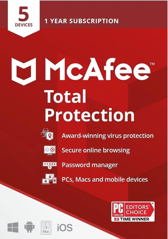 McAfee Total Protection 2026 5 Devices 1 Year Antivirus Security