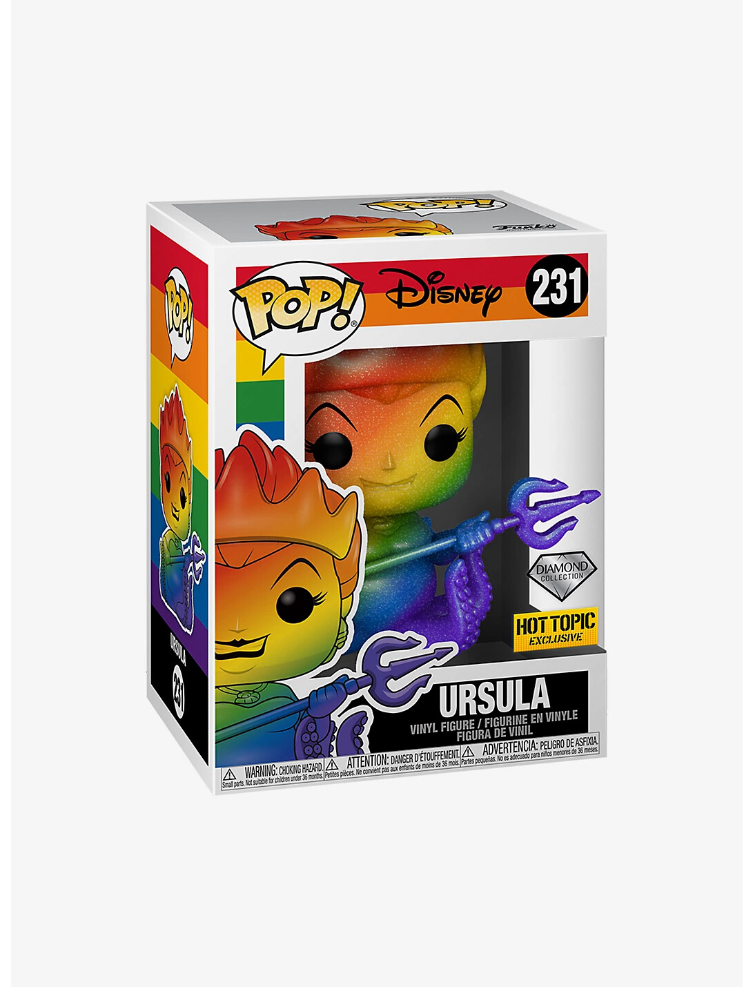 FUNKO DIAMOND HOT TOPIC EXCLUSIVE RAINBOW URSULA FIGURE NIB