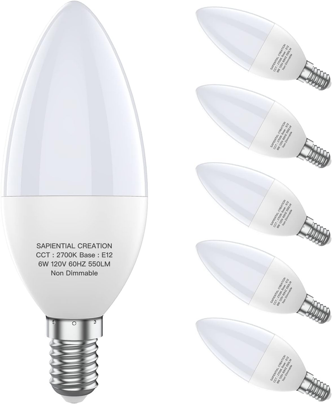 E12 Led Bulb Type B Light Bulb Warm White 2700K Chandelier Light Bulbs,Ceiling F