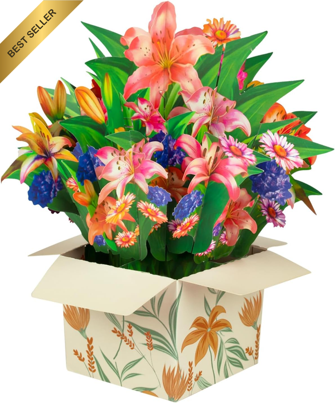 Flower Paper Pop-Up Cards - Bouquet 3D Popup Greeting Card - Pop-Up Birthday Car