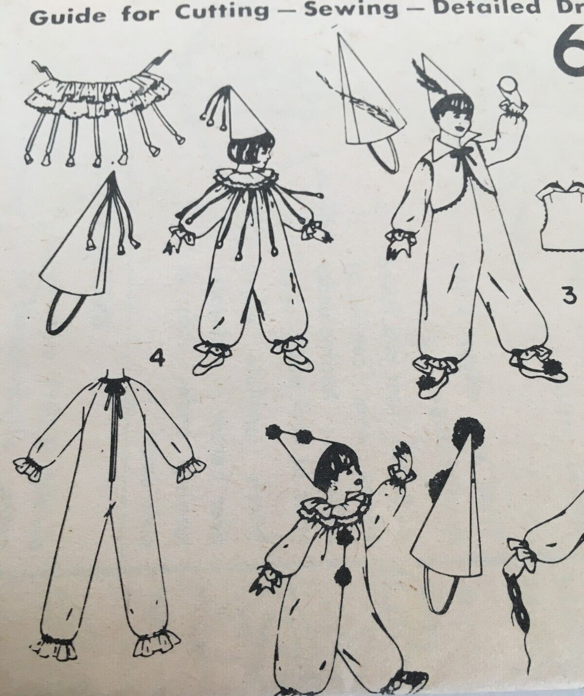 Simplicity Sewing Pattern 6198 Jingles Bobo Happy Bubbles Clown Costume Sz 4/6 | eBay for Free Printable Clown Costume Pattern