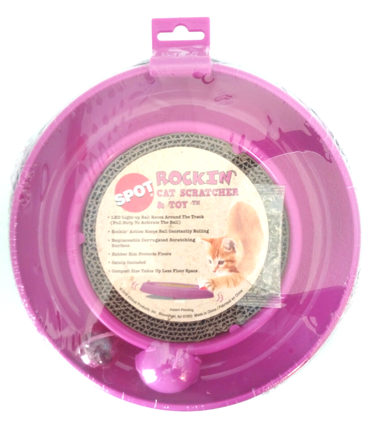 Ethical Rockin Cat Scratcher Toy LED light up ball 10" Purple Cat Toy