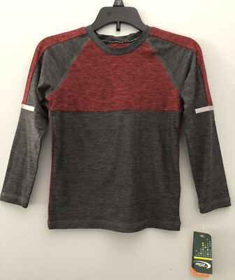 MTA Sport Active Long-sleeve Shirt Boys Sz XS 5 Maroon & Gray Brand New Fast Dri
