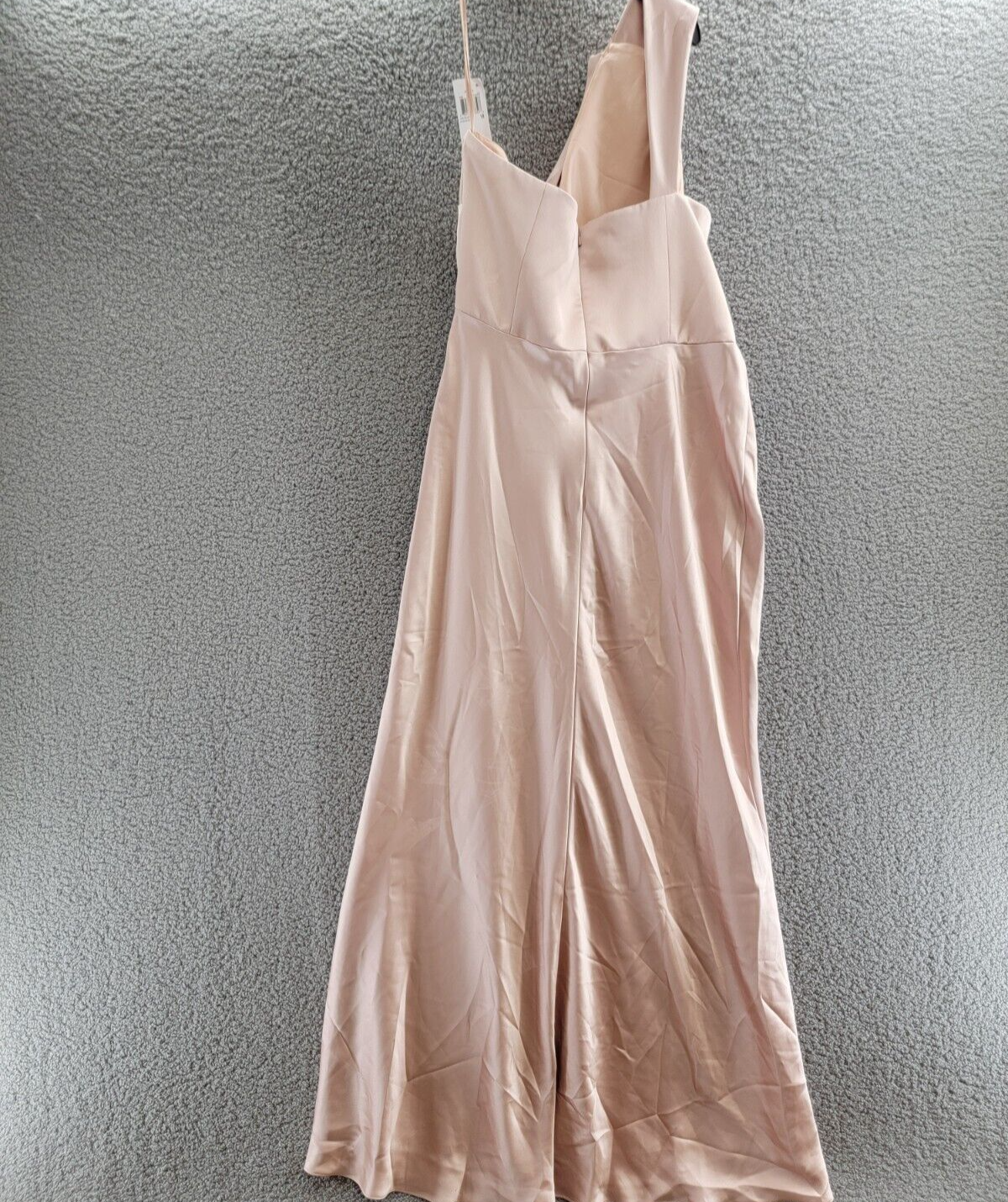 Amsale One Shoulder Draped Column Gown Women's 18 Rose Quartz Back Zip Closure - Picture 11 of 16