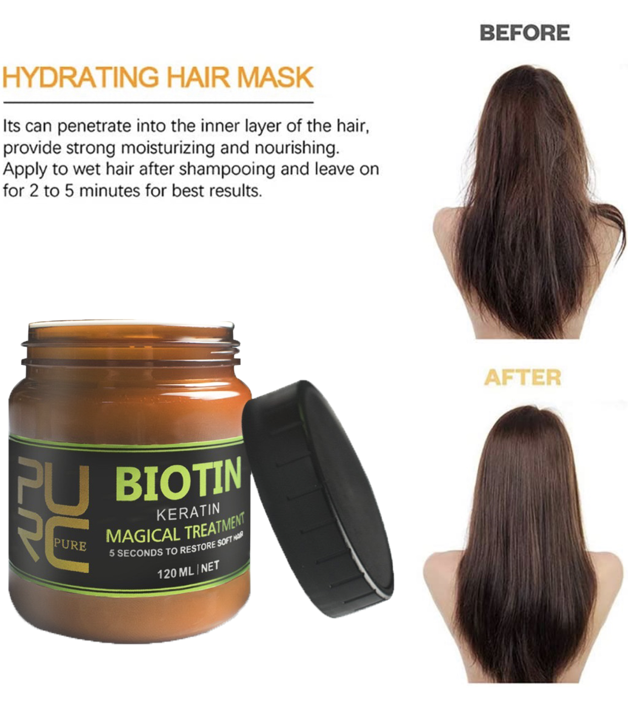 BIOTIN Magical Hair Treatment Mask Tonic Keratin Hair 5 Sec Repairs Damage 