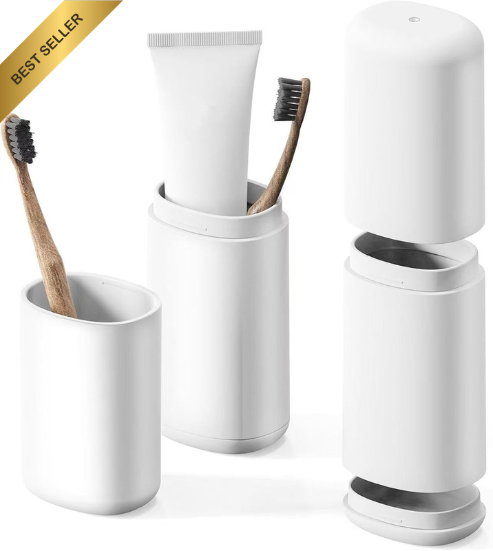 Travel Toothbrush Case Portable Holder Toothpaste Cover with Mouthwash Cup