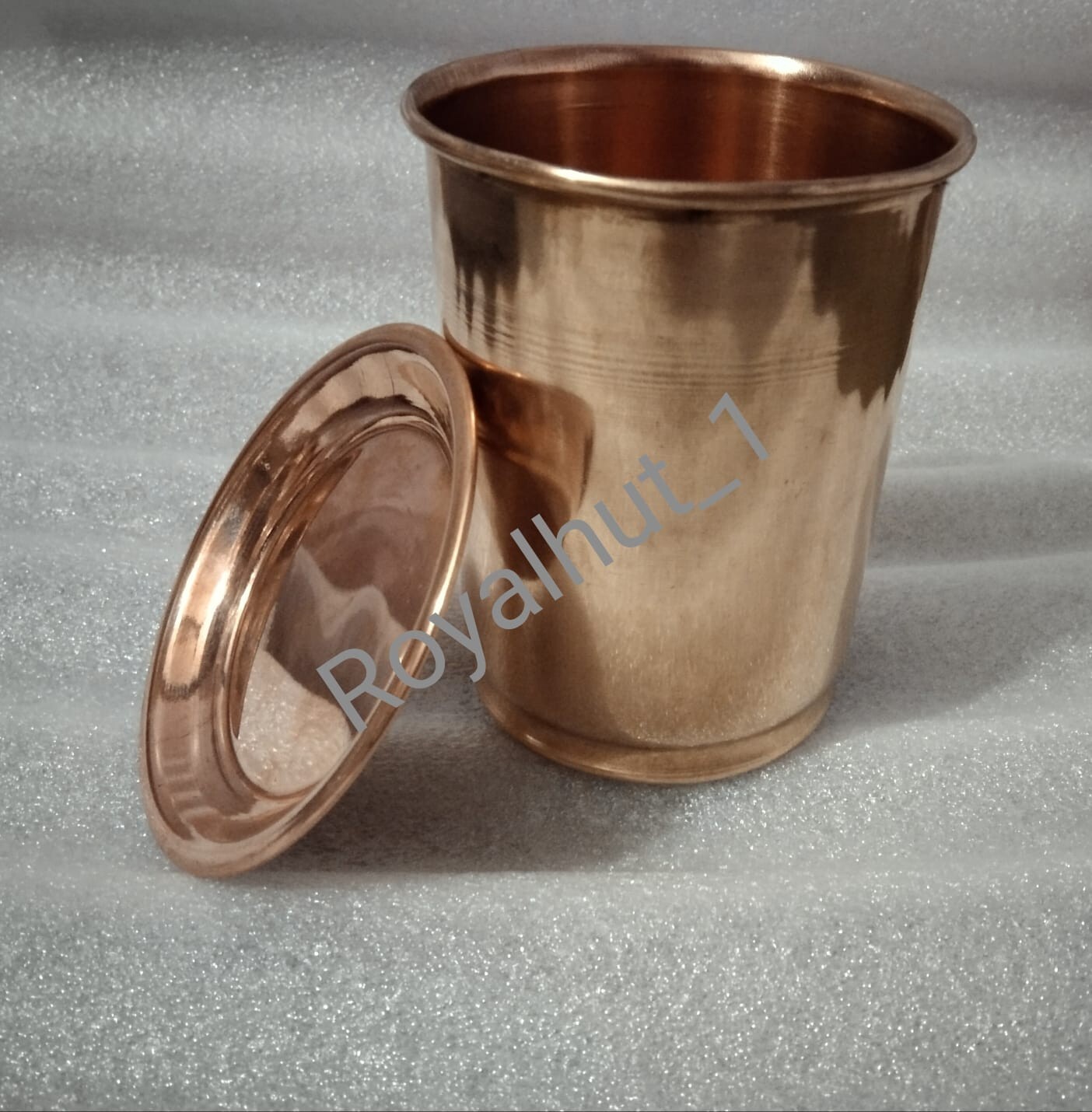 100% Copper Glass Tumbler Water Cup Mug With Lid Ayurveda Health Yoga 300 ml