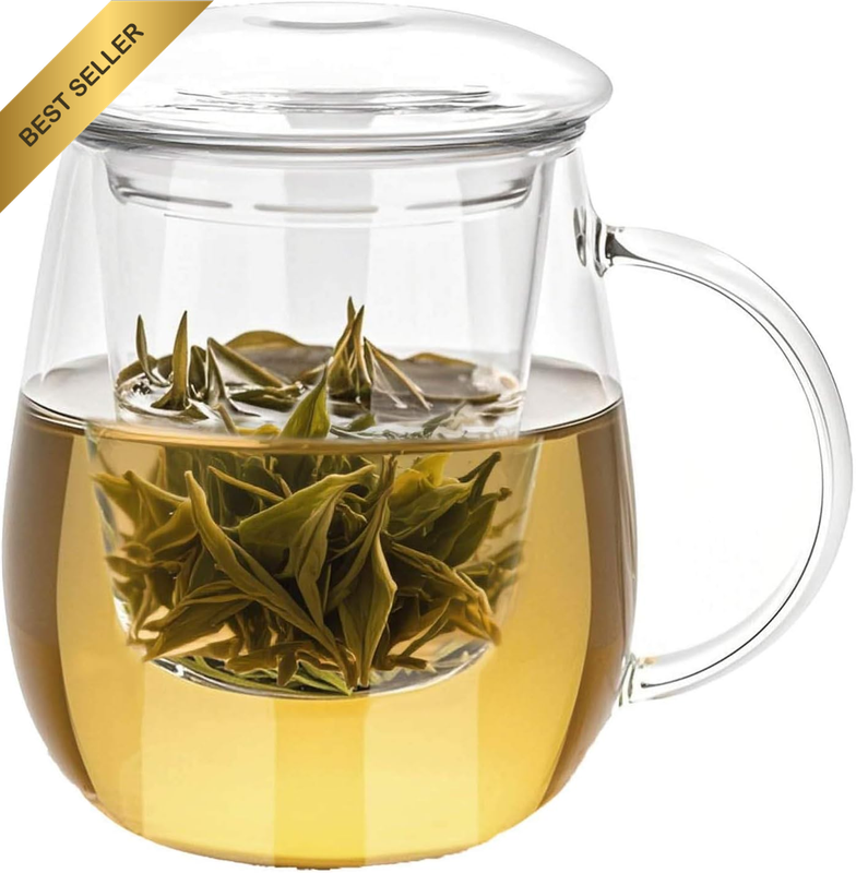 Clear Glass Tea Infuser Mug with Strainer and Lid 500Ml Steeper Tea Cup for Loos