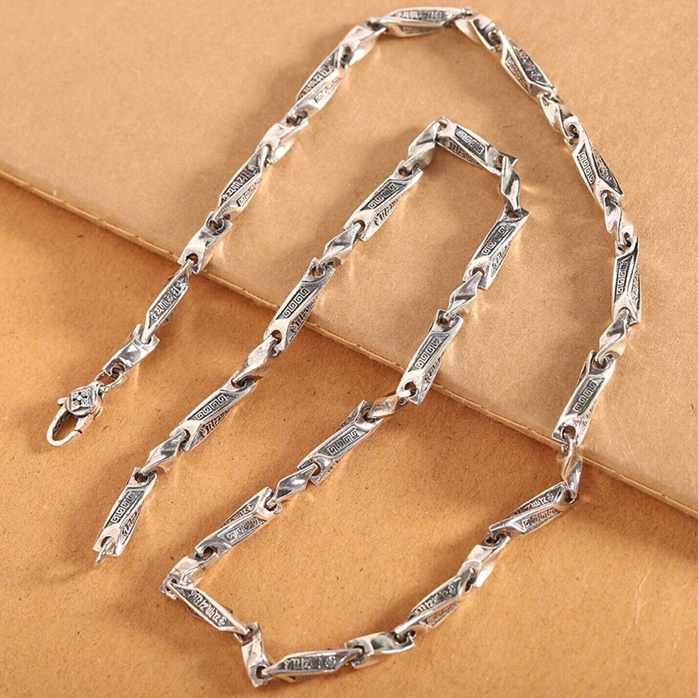Solid 925 Sterling Silver Chain Lucky Mantra Twisted Long