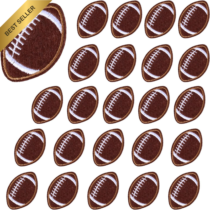 24Pcs Football Iron on Patches, Golden Edge Rugby Iron on Patches American Footb