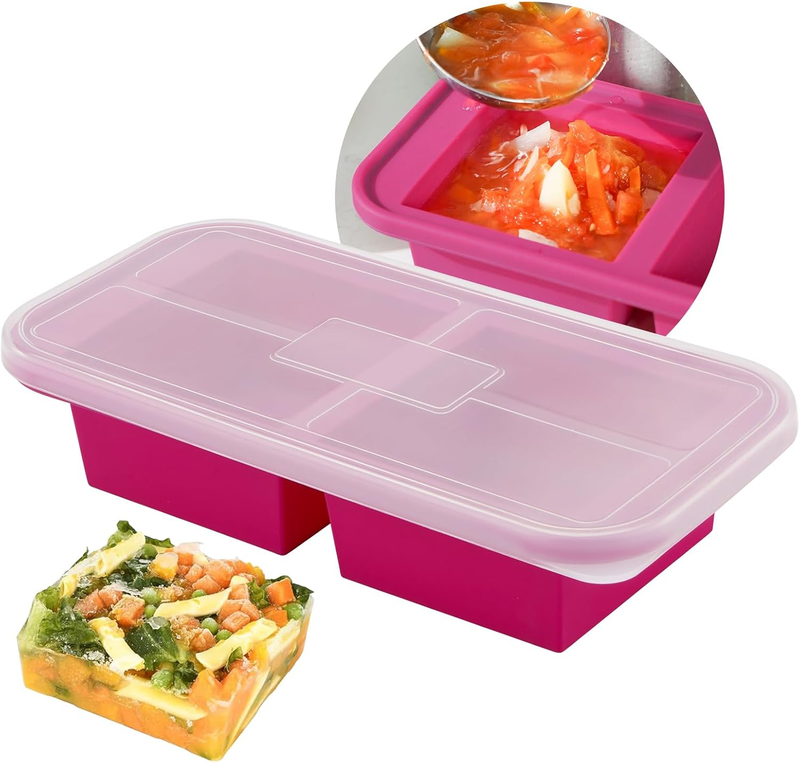 Silicone Freezer Molds with Lids,Silicone Soup Freezer Container Molds,Easy Meal
