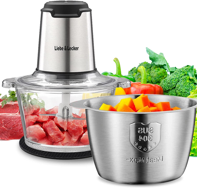 Food Processor, Electric Food Chopper with 2 Bowls 8 Cup and 8 Cup, Meat Grinder