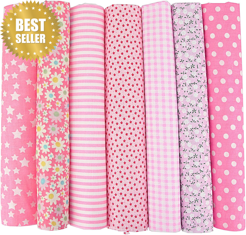 7Pcs DIY Cotton Fabric Bundles, 50X50Cm Precut Cotton Quilting Fabric, Soft Dura