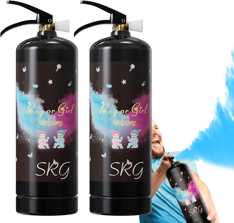Giant Gender Reveal Fire Extinguisher Color Blaster | 2 Packs Baby Boy Blue Gender Reveal Extinguisher Smoke | Blue Spray for Gender Reveal Decorations & Ideas - Blasts 20+ Feet (Blue)