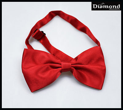 FANTASTICO PAPILLON UOMO ROSSO LUCIDO ELEGANTE CERIMONIA NUOVO + COFANETTO