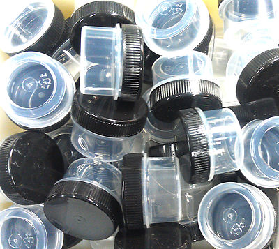 100 New empty tiny Clear JARS Black cap 1/4oz PP Plastic Container skin makeup 