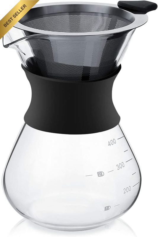 Exceptional Pour over Coffee Maker - Manual Hand Drip Coffee Maker Glass Pot wit
