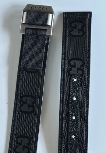Pre-owned Gucci Women's Gg Supreme Monogram Leather/fabric Belt Black 80/32 It 684485 In Brown
