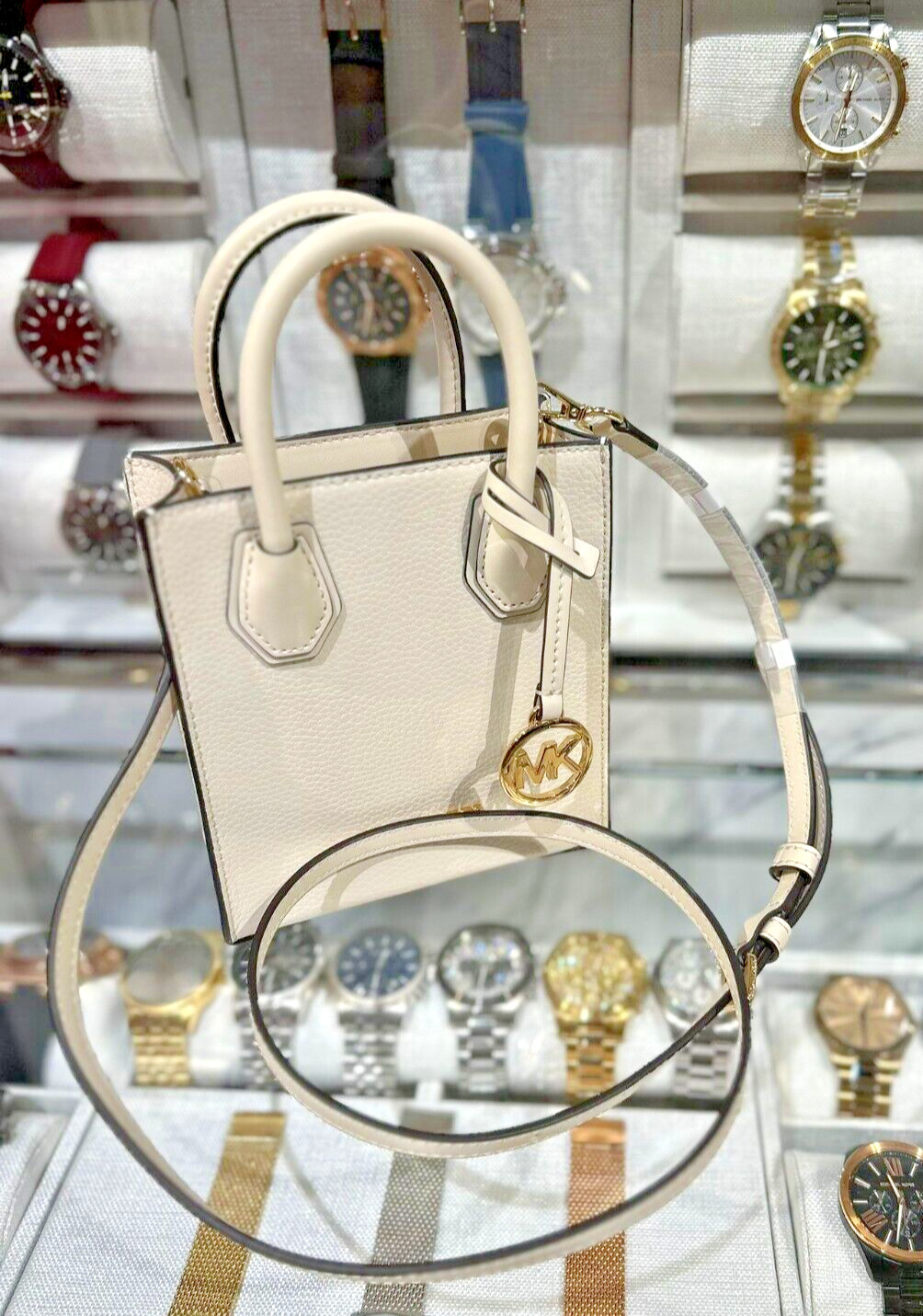 Michael Kors Mercer XS Leather North South Crossbody Shopper Bag