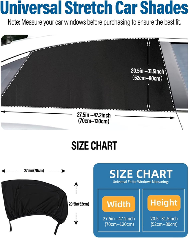Car Window Shades 2 Pack,  Side Car Window Sun Shades for Baby, Anti-UV Protecti