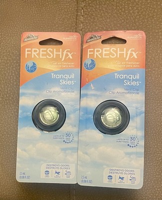 2 Armor All Fresh Fx Tranquil Skies Destroys Odors Vent Clip Car Air Freshener