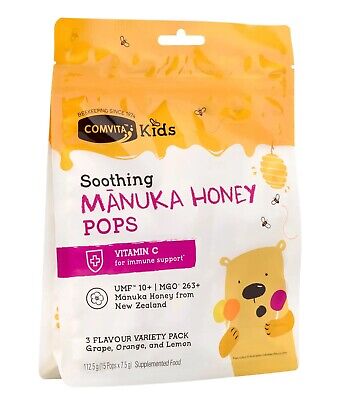 Comvita Kids Soothing Manuka Honey Pops  3 Flavour Variety Pack 15 Pops
