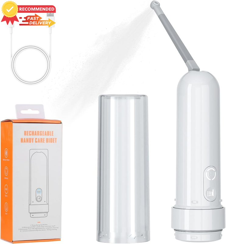 Portable Rechargeable Bidet 180ml, IPX7 Waterproof, 3 Modes, Travel Hygiene Care