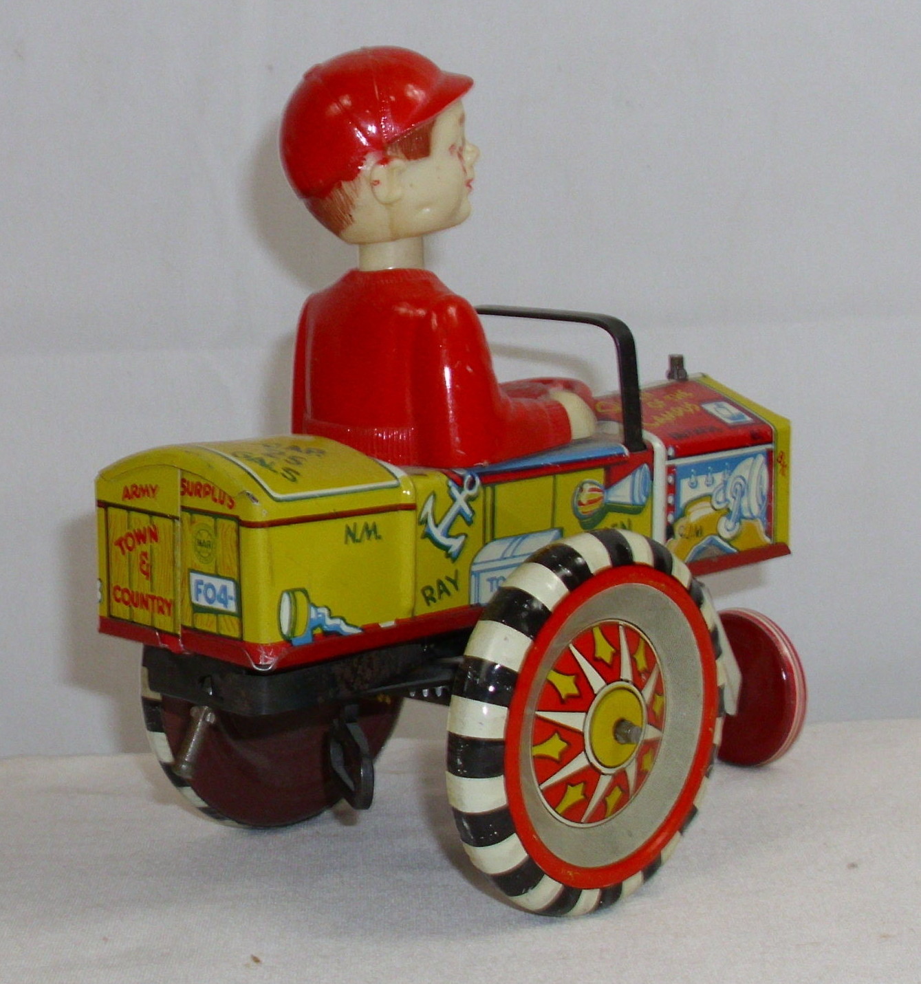 MARX DAN OR DORA DIPSY CRAZY CAR TIN WIND UP TOY BOXED WORKS CLEAN!