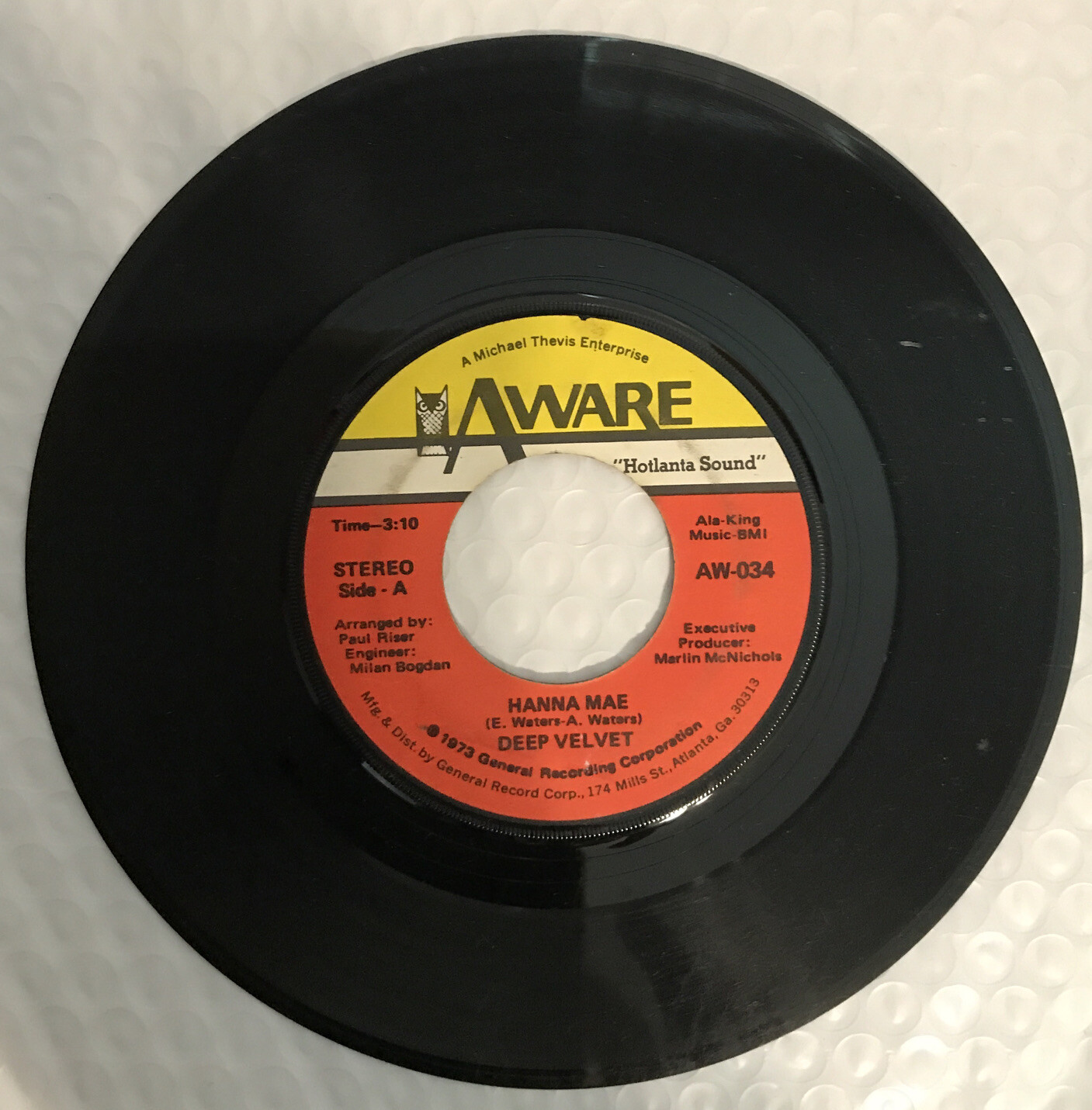 Aware Deep Velvet Hanna Mae/ Hanna Mae Instrumental 45