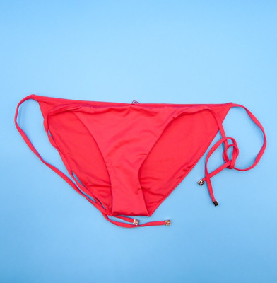 Victorias Secret Large Bikini Bottom Salmon Pink Side Tie Brazilian VS Swim New