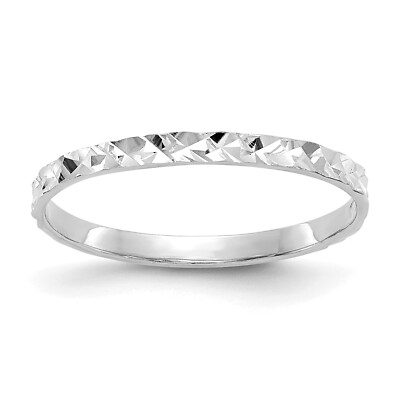 Avariah 14K White Gold Diamond-cut Design Band s Ring - Ring Size 3.0