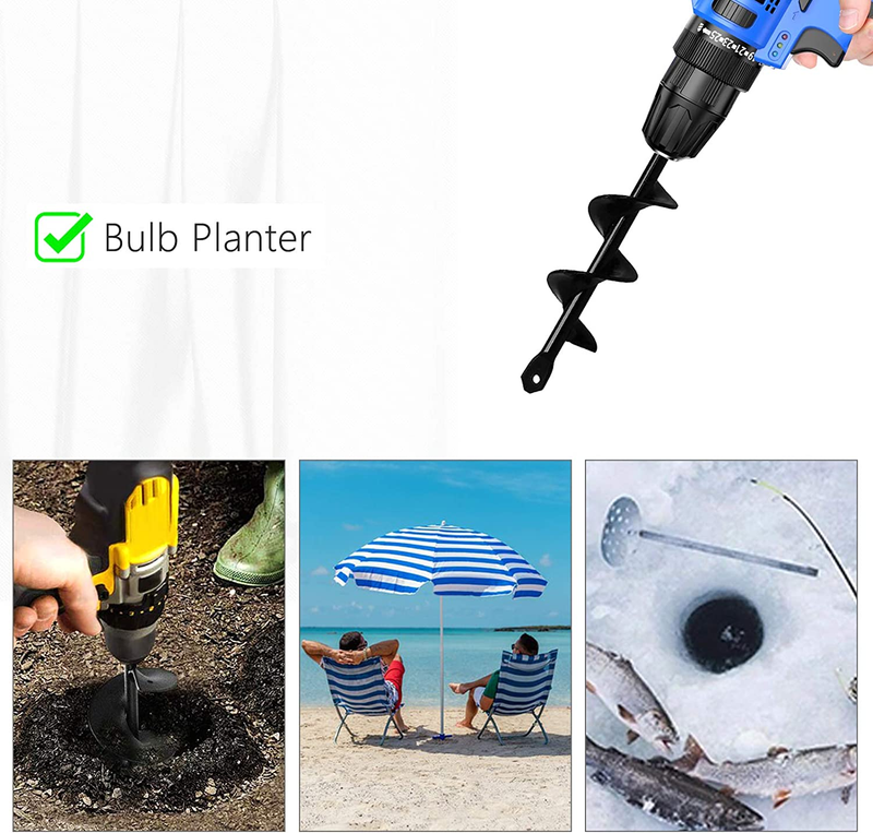 Garden Auger Drill Bit Bulb Planter 1.57x8.66in Planting Tool for Drill Hole Dig