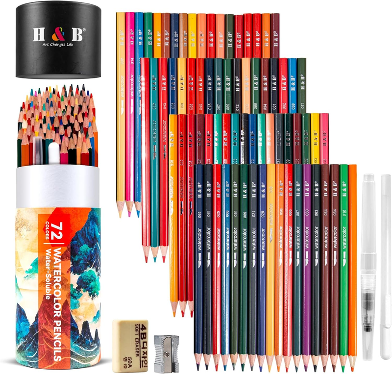 Set With Eraser, And Sharpener - Perfect For Drawing And Col