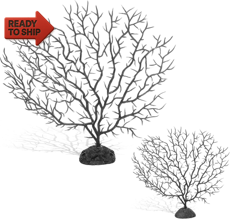 Piutouyar 2Pcs Sea Fan Coral Decorations, Black Simulation Sea Coral Branch For