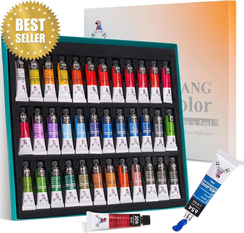 Meiliang Watercolor Paint Set 36 Vibrant Colors 5Ml / 0.17 Fl Oz Tubes, Watercol