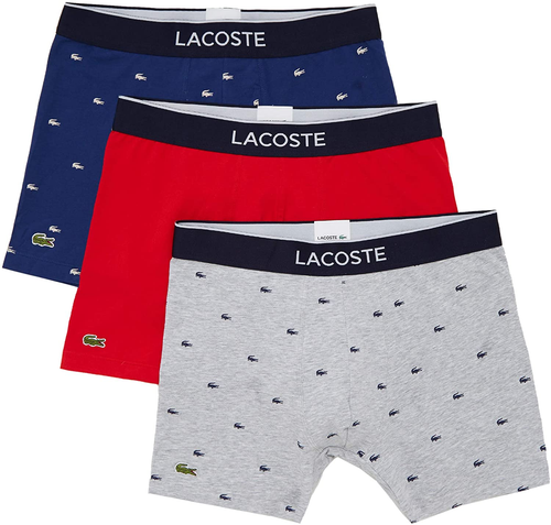 

Набор из 3 трусов-боксеров Lacoste с метиленовым/серебристым китайско-красным оттенком, Methylene/silver chine-red