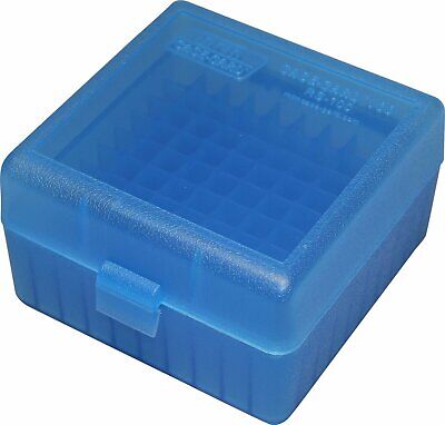 MTM Rifle Ammo Box - 100 Round Flip-Top 223 Rem 204 Ruger 6x47 - Blue RS-100-24